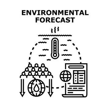 Environmental forecast predicting climate impact on society Stock Illustration