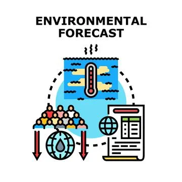 Environmental forecast predicting climate impact on society Stock Illustration