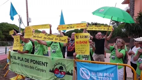 Environmental groups protest against expansion of Barcelona airport, Barcelona,  Stock Footage 317493849