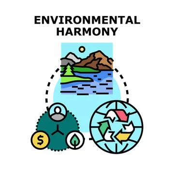 Environmental harmony encompassing ecological balance and sustainable living Stock Illustration