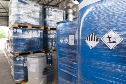 Environmental hazard barrels Stock Photos