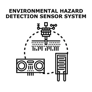 Environmental hazard detection sensor system monitoring technology Stock Illustration
