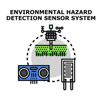Environmental hazard detection sensor system monitoring technology Stock Illustration
