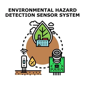 Environmental hazard detection sensor system monitoring pollution Stock Illustration