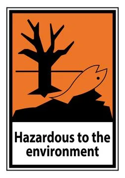 Environmental Hazard Sign Warning Fish Tree Background Icon Stock Illustration