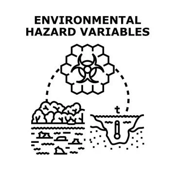 Environmental hazard variables understanding ecosystem threats 스톡 일러스트