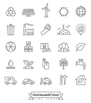 Environmental Issues Line icons set Stock Illustration