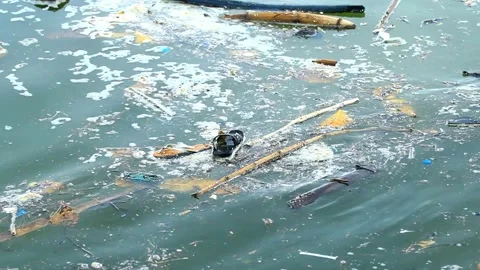 Environmental Issues: plastic waste in the ocean 4k. 스톡 동영상 334660165
