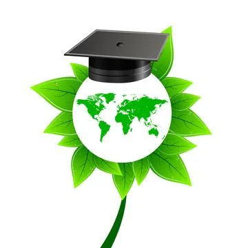 Environmental knowledge day student hat Stock Illustration