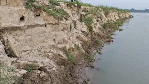 Environmental landscape showing the effects of river erosion Stock Photos