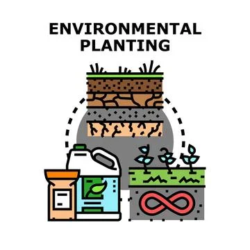 Environmental planting process, regeneration, and sustainable soil growth Stock Illustration