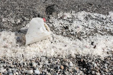Environmental pollution on a beach Stock Photos