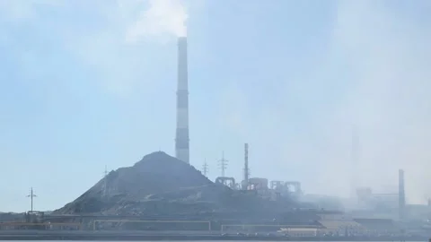 Environmental pollution because of the working plant. Stock Footage 139980613