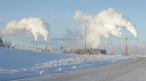 Environmental pollution carbon in the winter Stock Footage 65366777
