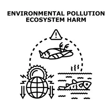 Environmental pollution causing global ecosystem harm and destruction Illustrazione stock