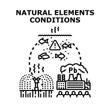 Environmental pollution causing natural elements conditions problems 스톡 일러스트