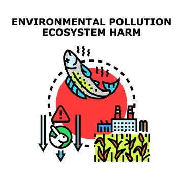 Environmental pollution causing serious ecosystem harm concept Stock Illustration