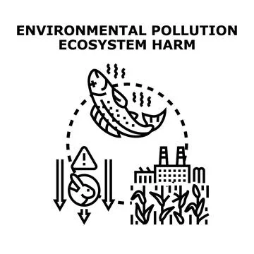 Environmental pollution causing serious ecosystem harm concept Stock Illustration