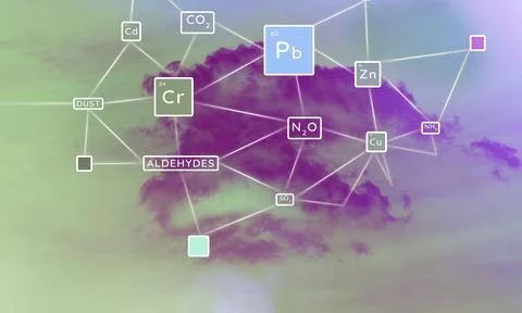 Environmental pollution. Chemical elements in emissions. Environmental proble Stock Photos