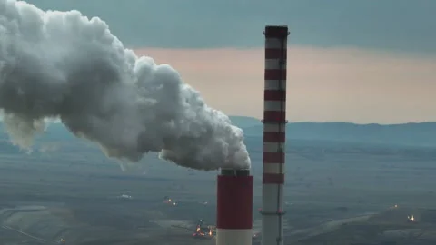 Environmental Pollution from chimney Stock Footage 212588285