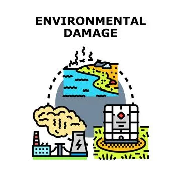 Environmental pollution damaging natural resources causing climate change Stock Illustration