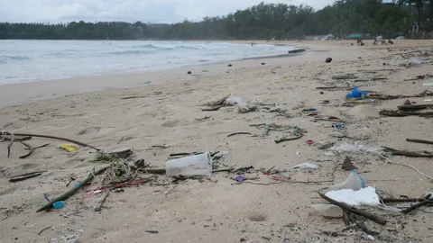 Environmental pollution. Ecological problem. Garbages, plastic, and wastes on Stock Footage 132799646