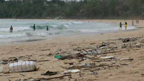 Environmental pollution. Ecological problem. Garbages, plastic, and wastes on Stock Footage 132800388