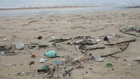 Environmental pollution. Ecological problem. Garbages, plastic, and wastes on Stock Footage 132800917