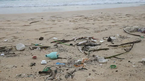 Environmental pollution. Ecological problem. Garbages, plastic, and wastes on Stock Footage 132801226