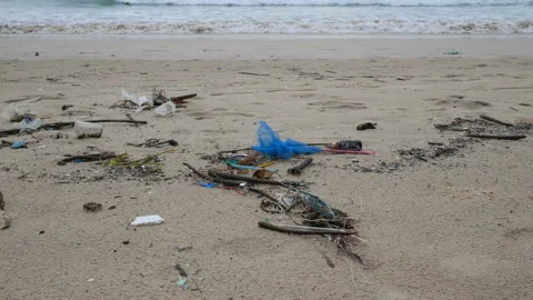 Environmental pollution. Ecological problem. Garbages, plastic, and wastes on Stock Footage 132801404