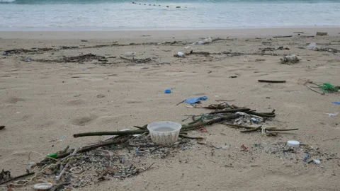 Environmental pollution. Ecological problem. Garbages, plastic, and wastes on Stock Footage 132801500