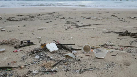 Environmental pollution. Ecological problem. Garbages, plastic, and wastes on Stock Footage 132801739