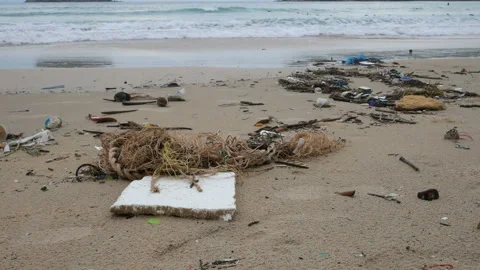 Environmental pollution. Ecological problem. Garbages, plastic, and wastes on Stock Footage 132801926