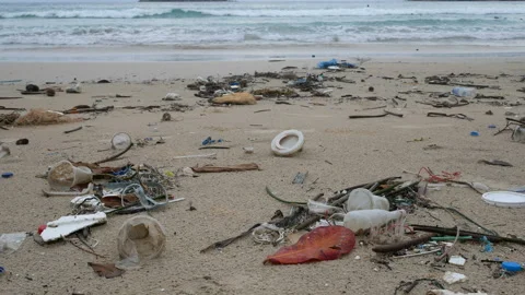 Environmental pollution. Ecological problem. Garbages, plastic, and wastes on Stock Footage 132802071