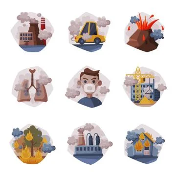 Environmental Pollution, Ecological Problems and Disasters Collection, Global Stock Illustration