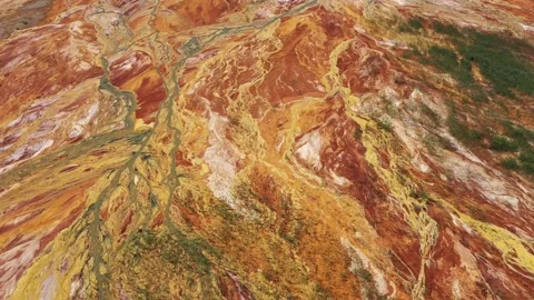 Environmental pollution from the extraction of copper ore and copper pyrite. Stock Footage 153453393