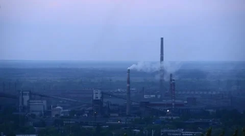 Environmental pollution factory at dawn, time-lapse Stock Footage 63335522