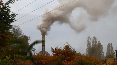 Environmental pollution factory. The smoke from the chimney Stock Footage