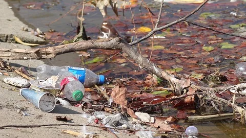 Environmental pollution, garbage and plastic Stock Footage 129090453