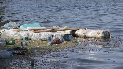 Environmental pollution, garbage and plastic Stock Footage 129090460