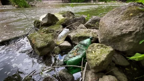 Environmental Pollution, Garbage And Plastic. Water pollution. Stock Footage 195105283