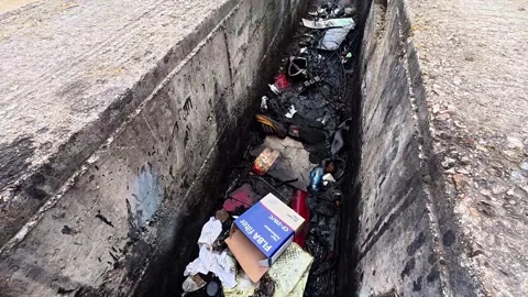 Environmental Pollution with Garbage, Plastics, and Waste Visible Vídeo Stock 305235385