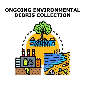 Environmental pollution impacting nature and industrial responsibility Stock Illustration