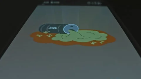 Environmental Pollution from Industry, graphic presentation on smartphone Stock Footage 303632517