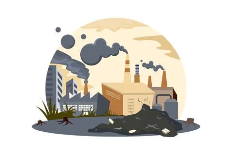 Environmental pollution man-made disastrous problems, orthogonal with househo Stock Illustration