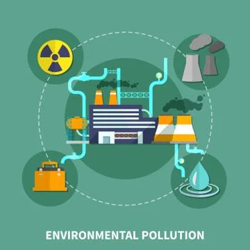 Environmental pollution object vector illustration Stock Illustration