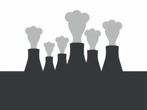 Environmental pollution. Pipes with smoke. Vector illustration Illustrazione stock