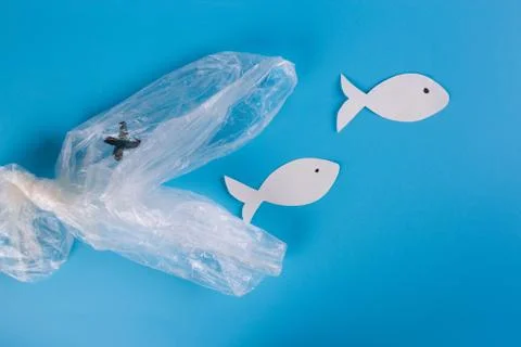 Environmental pollution of plastic in the ocean Stock Photos