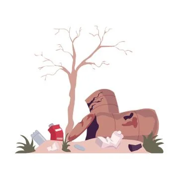 Environmental Pollution Problem and Ecology Harm from Household Garbage Vector 스톡 일러스트