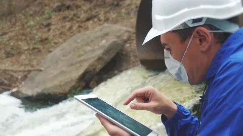Environmental pollution radiation waste concept . man chemist scientist in a Stock Footage 140813100